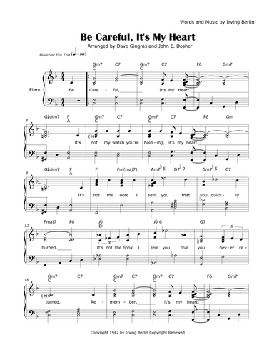 Be Careful, It's My Heart (arr. Dave Gingras and John E. Dosher)