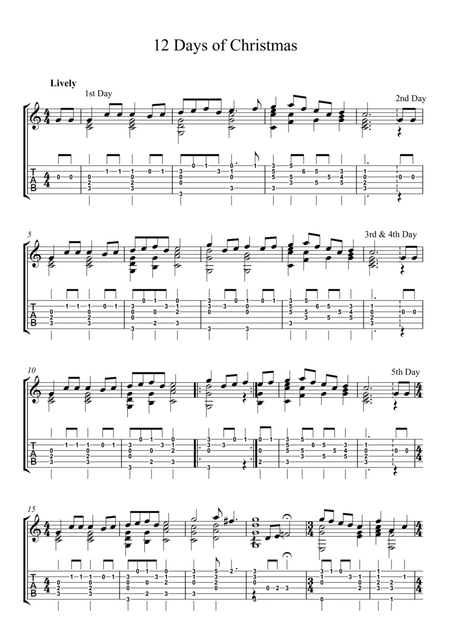 The 12 Days of Christmas for Solo Guitar (arr. Phil Thwaite)