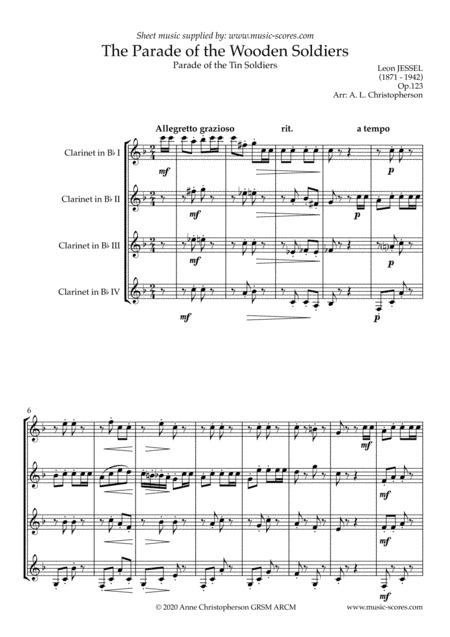 Parade of the Wooden Soldiers - Clarinet Quartet (arr. Music-Scores.com)