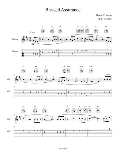 Blessed Assurance (Guitar Solo or Duet with TAB) (arr. B. C. Dockery)