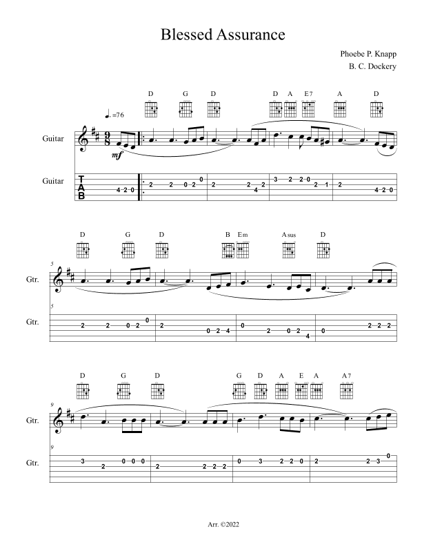 Blessed Assurance (Guitar Solo or Duet with TAB) (arr. B. C. Dockery)