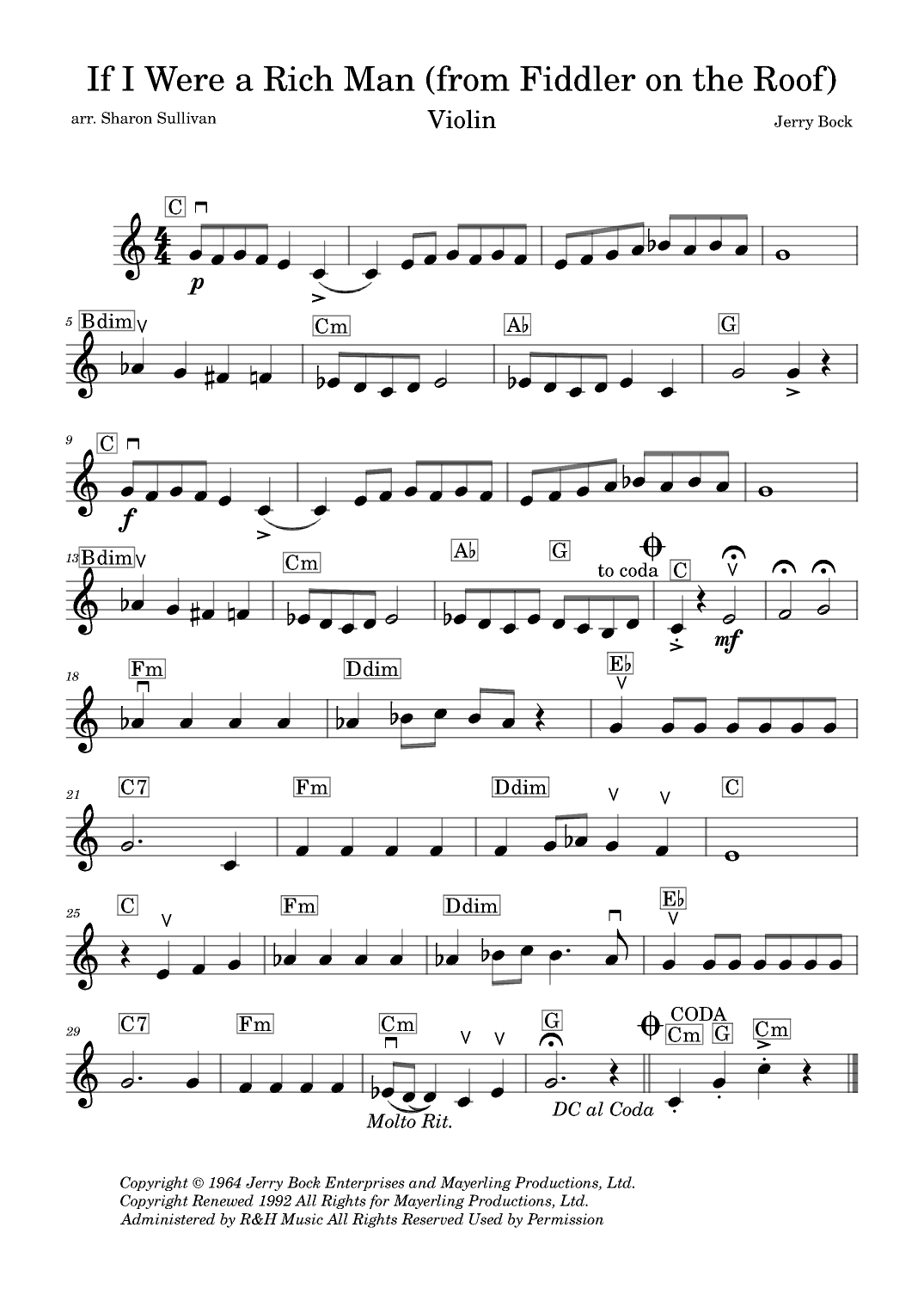If I Were A Rich Man (arr. Sharon Sullivan)