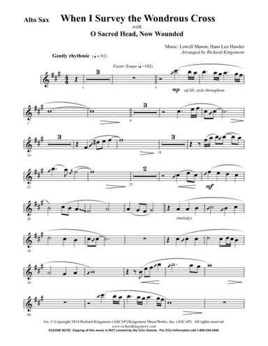 When I Survey the Wondrous Cross with O Sacred Head Now Wounded (Alto Sax) (arr. Richard Kingsmore)