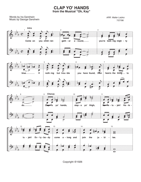 Clap Yo' Hands (arr. Walter Latzko)