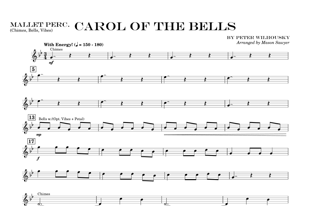 Carol Of The Bells - Score Only (arr. Mason Sawyer)