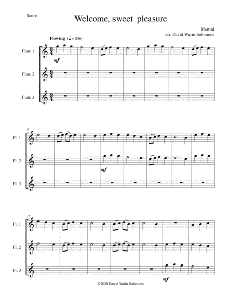 Welcome sweet pleasure for 3 flutes (arr. David Warin Solomons)
