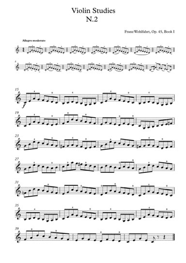mp3 + pdf / F.Wohlfahrt, Etude N.2 +14 bowing variations, from 60 Etudes for Violin, Op.45, Book I, (arr. Tatiana Kolchanova, Artem Givargizov)