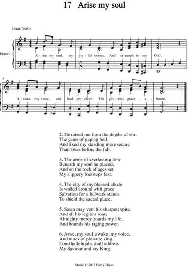 Arise my soul. A new tune to a wonderful Isaac Watts hymn.