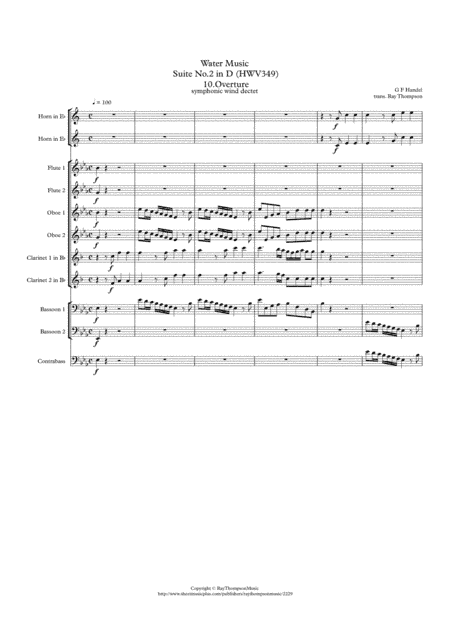 Handel: Suite No.2 in D (HWV349)(Complete) (transposed into Eb)  The Water Music -symphonic winds (arr. Ray Thompson)