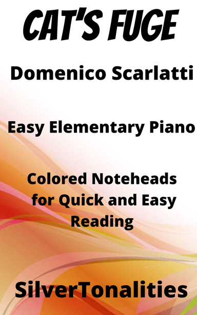 Cat's Fugue Easy Elementary Piano Sheet Music with Colored Notation (arr. SilverTonalities)