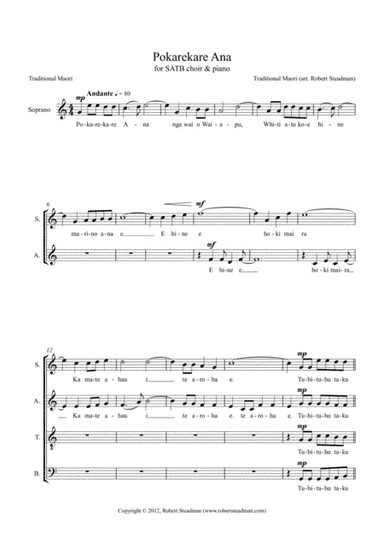 Pokarekare Ana (arr. Robert Steadman)