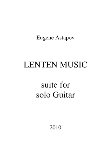 Lenten Music for solo Guitar