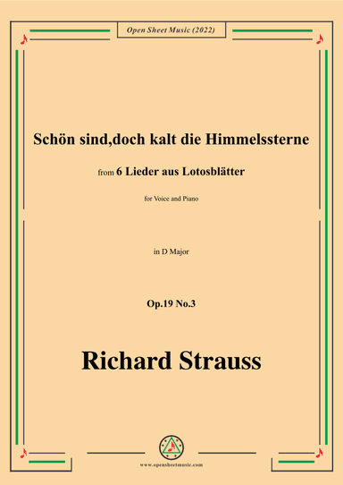 Richard Strauss-Schön sind,doch kalt die Himmelssterne,in D Major (arr. OSM Press)