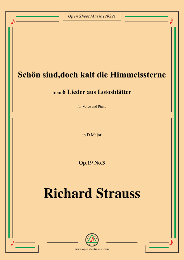 Richard Strauss-Schön sind,doch kalt die Himmelssterne,in D Major (arr. OSM Press)