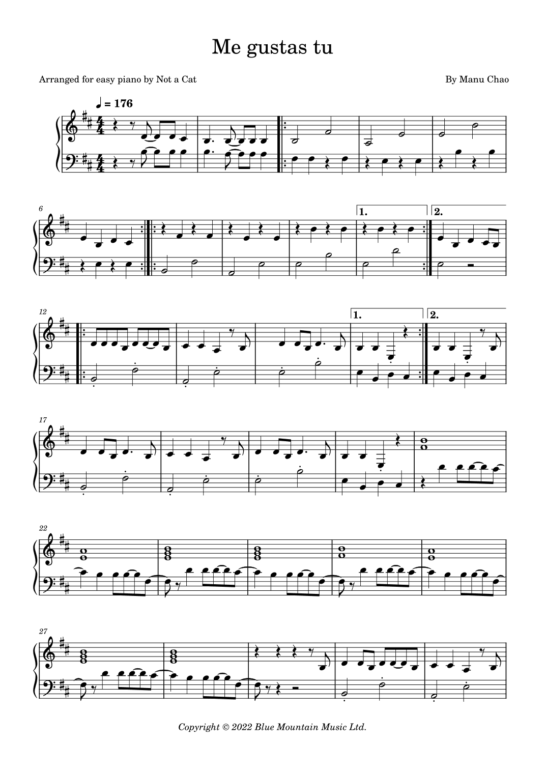 Me Gustas Tu (arr. Not a Cat)