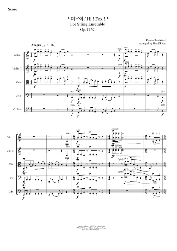Hi! Fox! (For String Orchestra) (arr. Han-Ki Kim)