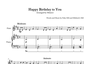 Happy Birthday to You in G Flute and Piano Pedal (arr. Milanov)