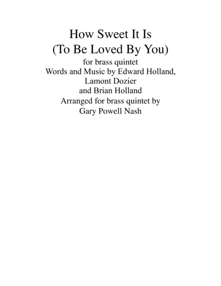How Sweet It Is (To Be Loved By You) (arr. Gary Powell Nash)