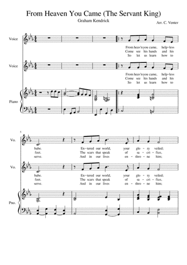 The Servant King From Heaven You Came (arr. Caroline Venter)