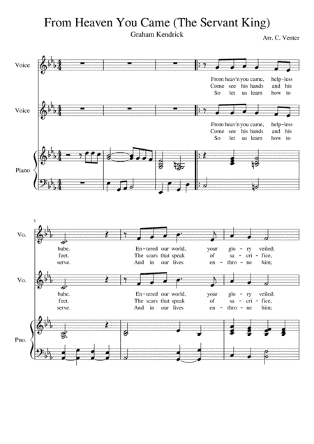 The Servant King From Heaven You Came (arr. Caroline Venter)