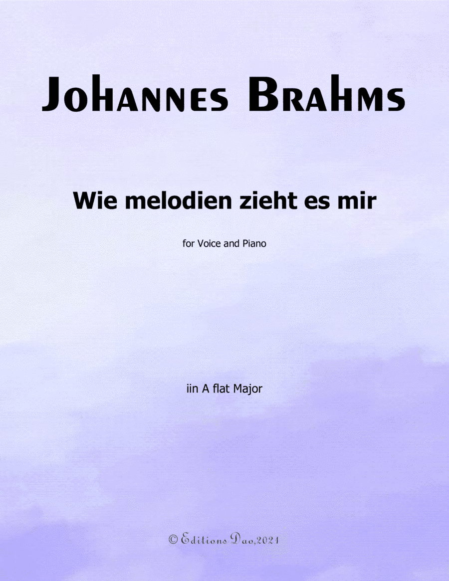 Wie melodien zieht es mir,by Brahms,in A flat Major (arr. Editions Dao)