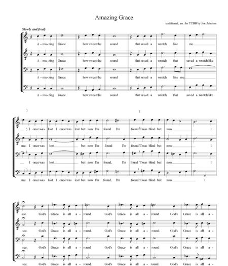 Amazing Grace - TTBB a cappella (arr. Jon Arterton)