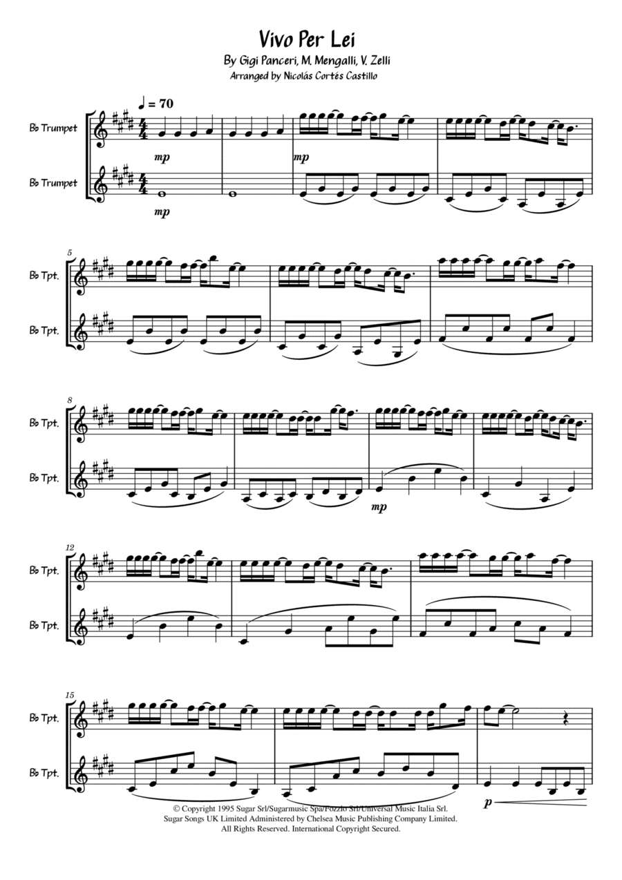 Vivo Per Lei (arr. Nicolás Cortés Castillo)
