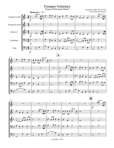 Trumpet Voluntary for Brass Quintet (arr. David P. Brown)