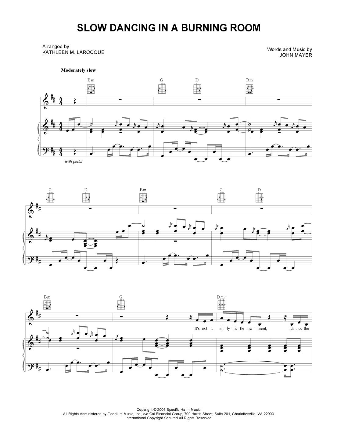 Slow Dancing In A Burning Room (arr. Kathleen M. LaRocque)