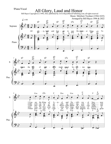 All Glory, Laud and Honor (Combination Piano/Vocal, Leadsheet and Congregational Worship-Aid version (arr. Bill Hayes)