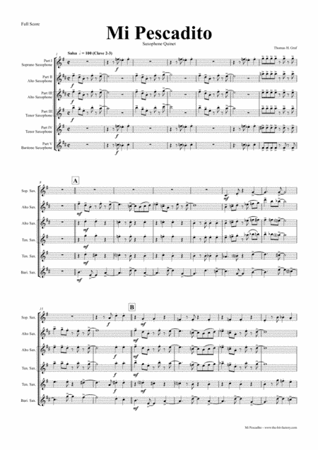 Mi Pescadito - Salsa - Saxophone Quintet