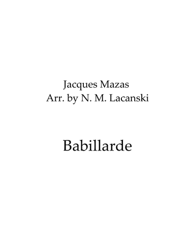 Babillarde (arr. Nick Lacanski)