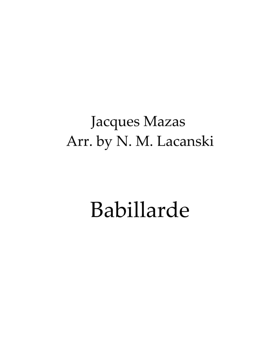 Babillarde (arr. Nick Lacanski)