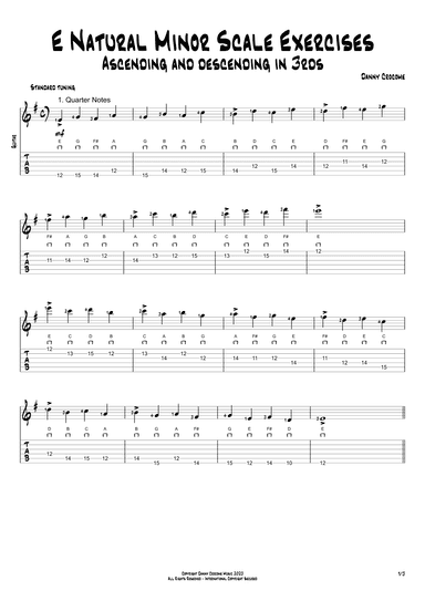 E Natural Minor Scale Exercises - Ascending and Descending in 3rds