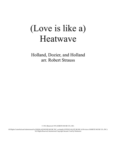 Heatwave (love Is Like A Heatwave) (arr. Robert Strauss)