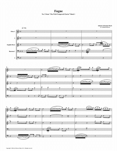 Fugue 05 from Well-Tempered Clavier, Book 1 (Double Reed Quintet) (arr. Richard Byrnes)