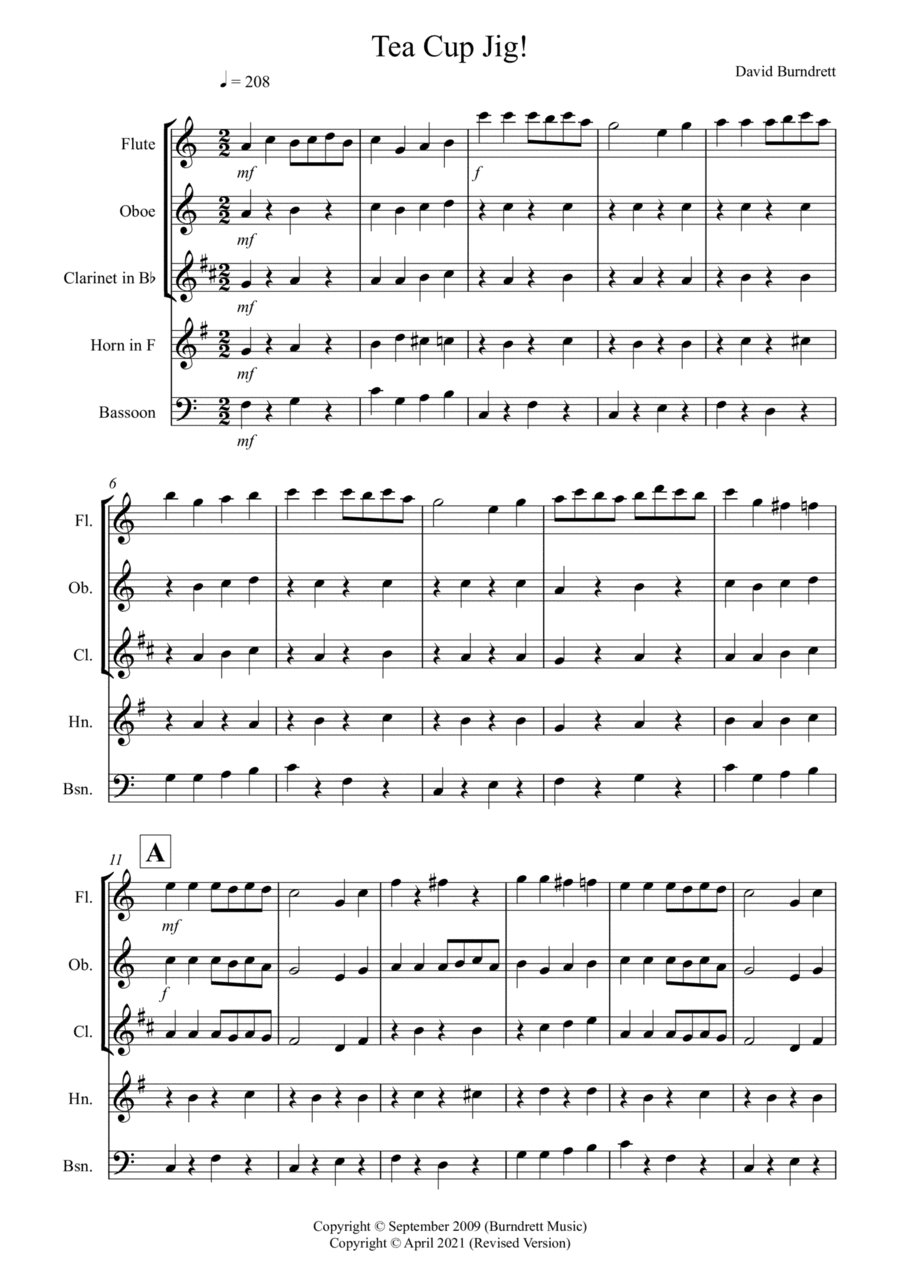 Tea Cup Jig! for Wind Quintet