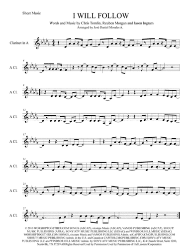 I Will Follow (arr. José Daniel Morales A.)