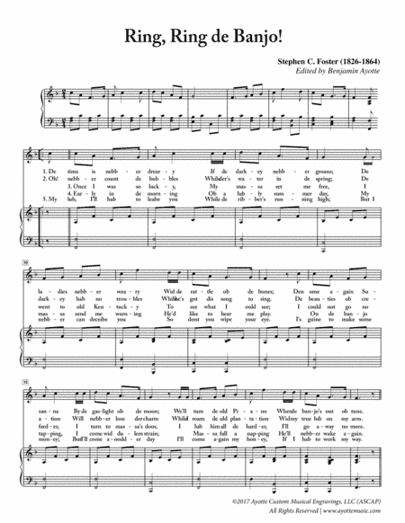 Stephen Foster - Ring Ring de Banjo (arr. Ayotte Custom Musical Engravings)