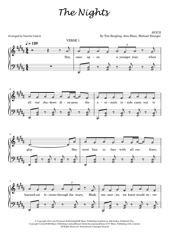 The Nights (arr. Teacher Valarie)