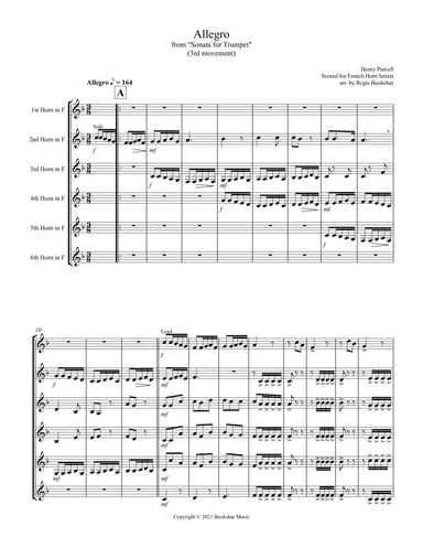 Allegro (from "Sonata for Trumpet") (Bb) (French Horn Sextet) (arr. Regis Bookshar)