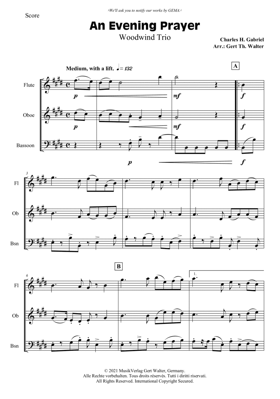 An Evening Prayer (arr. Gert Th. Walter)