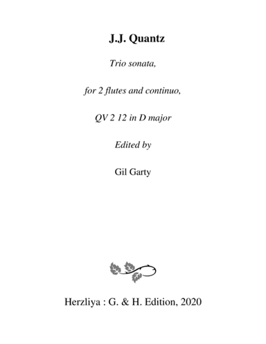 Trio sonata QV 2 12 for 2 flutes and continuo in D major (arr. Gil Garty)