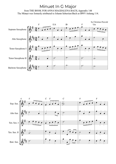 Minuet In G Major (with chords) (arr. Alex Nunes Rodrigues)