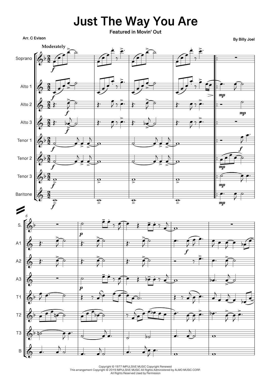 Just The Way You Are (arr. Catherine Evison)