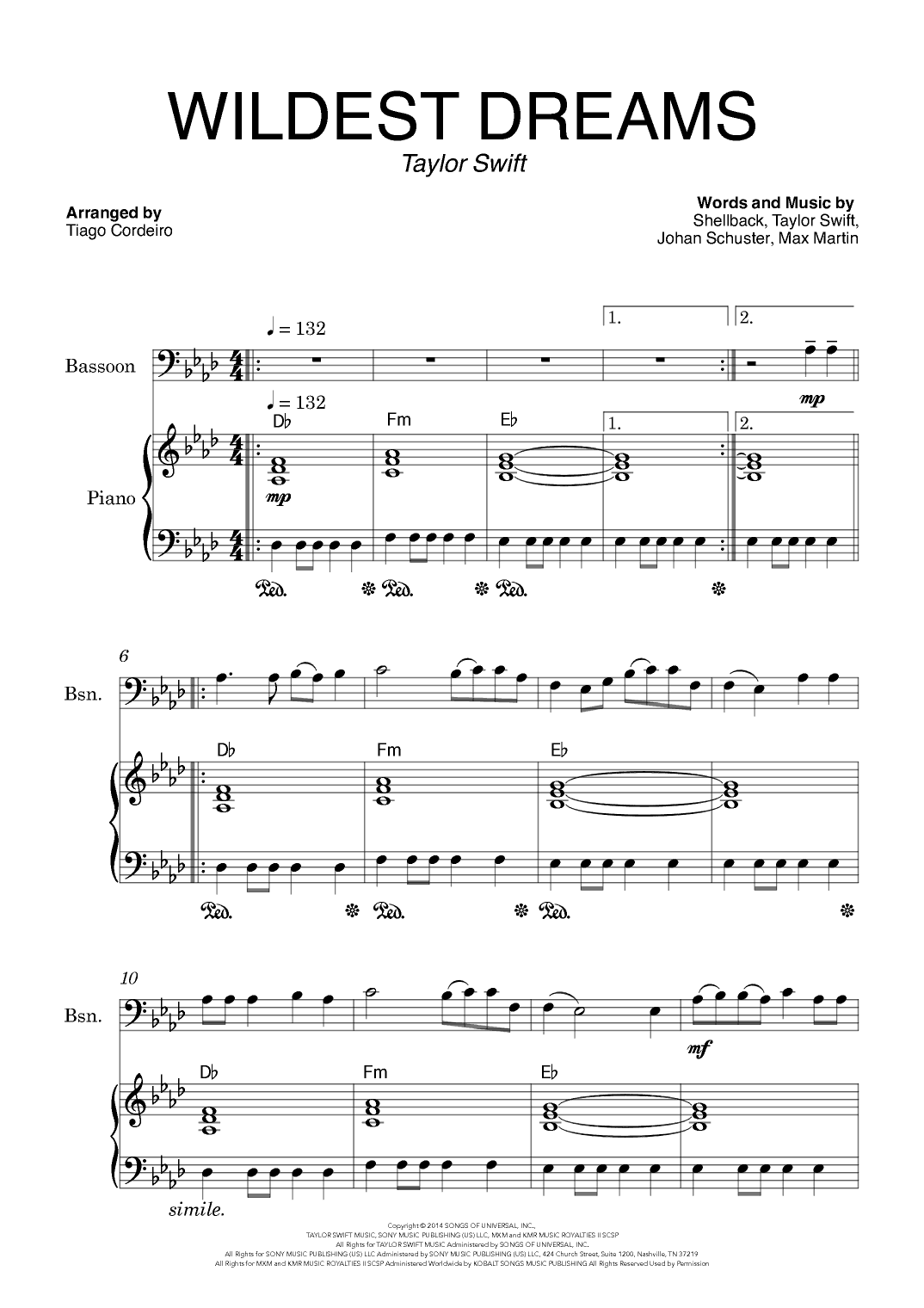 Wildest Dreams (arr. Tiago Cordeiro)