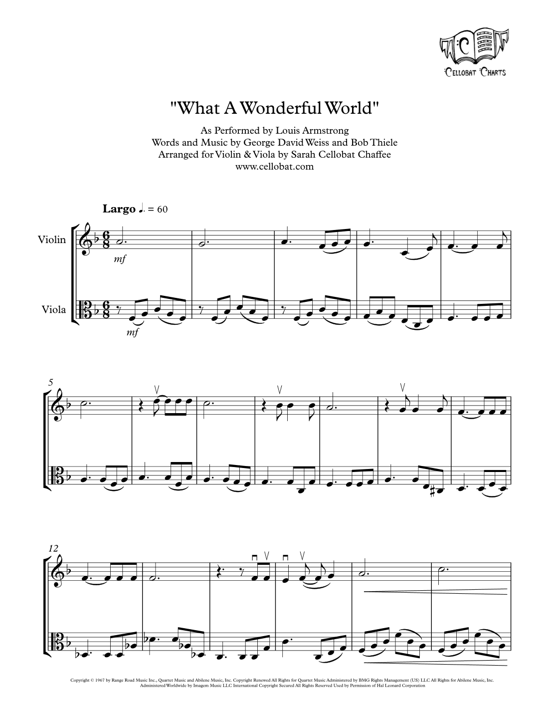 What A Wonderful World (arr. Sarah Cellobat Chaffee)