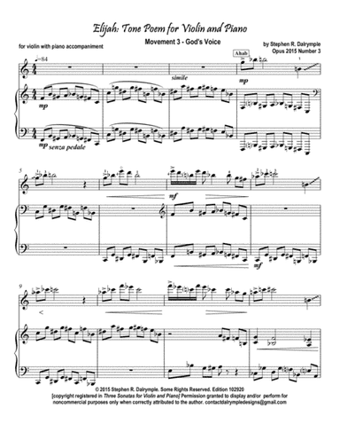 Elijah (Part 3) Tone Poem for Violin and Piano by Stephen R Dalrymple: God's Voice