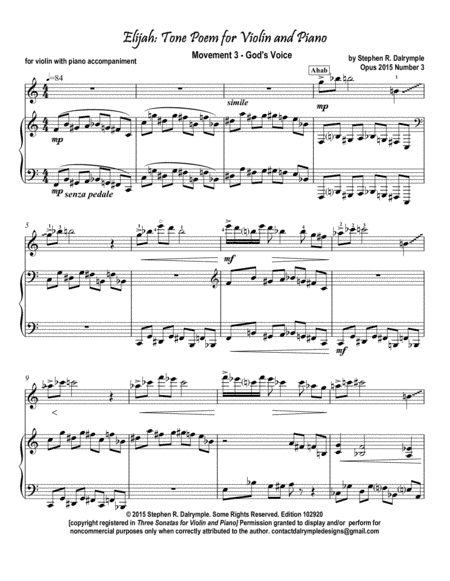 Elijah (Part 3) Tone Poem for Violin and Piano by Stephen R Dalrymple: God's Voice