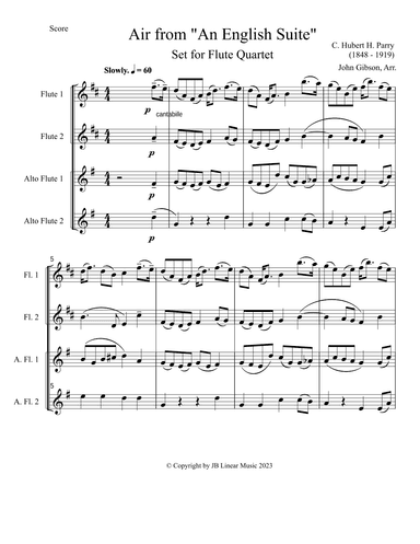 "Air" from Hubert Parry's English Suite for flute quartet (arr. John Gibson)